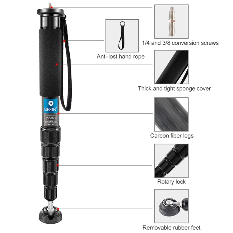 BEXIN P365C Camera Carbon Fiber Monopod Travel Live Selfie Bracket Holder - Monopods by BEXIN | Online Shopping South Africa | PMC TechLife | Buy Now Pay Later Mobicred