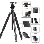 TRIOPO M2508 Multifunction Adjustable 4-Section Portable Aluminum Alloy Tripod Monopod with D-2A Ball Head for SLR Camera