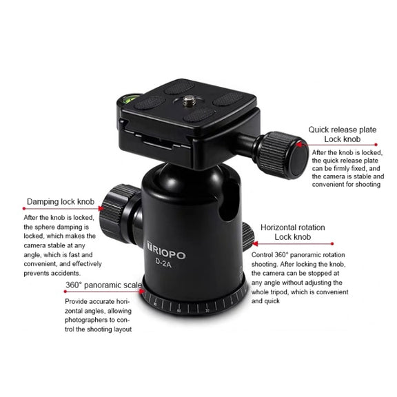 TRIOPO M2508 Multifunction Adjustable 4-Section Portable Aluminum Alloy Tripod Monopod with D-2A Ball Head for SLR Camera