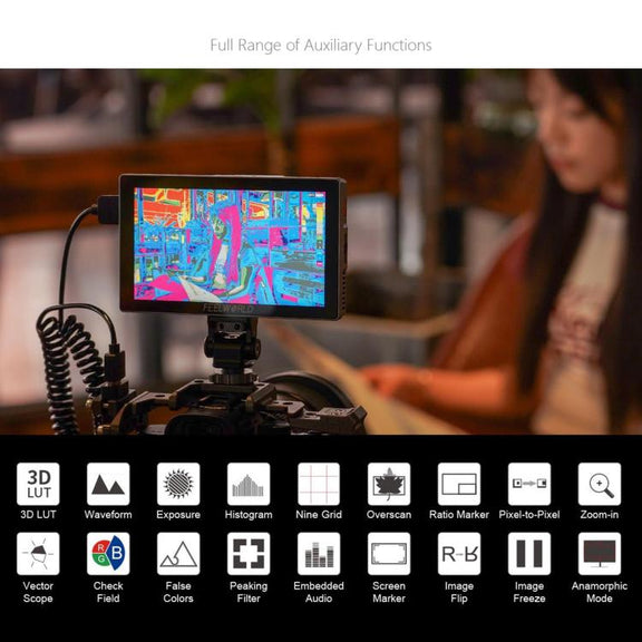 FEELWORLD P6X 5.5 inch Aluminium DSLR Camera Field Monitor Touch Screen 4K HDMI High Brightness 1000nit Monitor (Black)