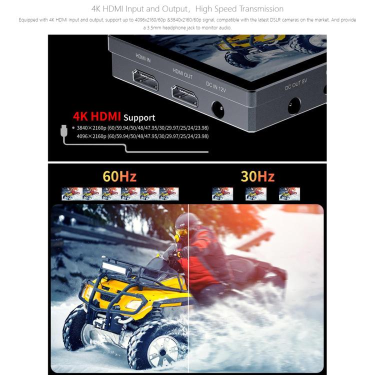 FEELWORLD P6X 5.5 inch Aluminium DSLR Camera Field Monitor Touch Screen 4K HDMI High Brightness 1000nit Monitor (Black)
