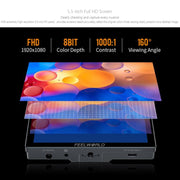 FEELWORLD P6X 5.5 inch Aluminium DSLR Camera Field Monitor Touch Screen 4K HDMI High Brightness 1000nit Monitor (Black)