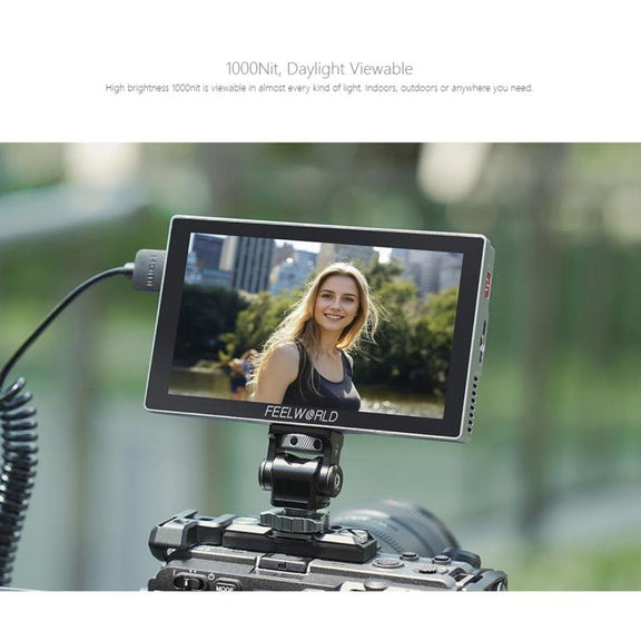 FEELWORLD P6X 5.5 inch Aluminium DSLR Camera Field Monitor Touch Screen 4K HDMI High Brightness 1000nit Monitor (Black)