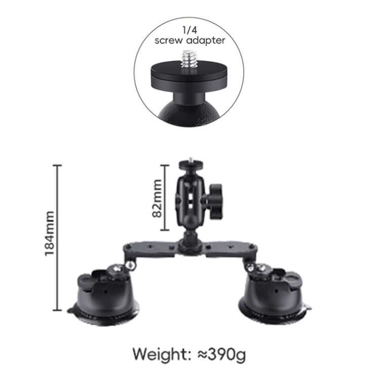 Dual-leg Car Suction Cup Mount with 1/4 inch Screw (Black)