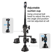 2 x Single-leg Car Suction Cup Mount Crab Clamps Set (Black)