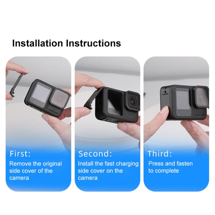 BS Plastic Battery Side Interface Cover with Silicone Plug for GoPro HERO13 Black /12 Black /11 Black /10 Black /9 Black