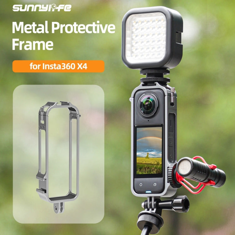 For Insta360 X4 Sunnylife Metal Protective Cage Rig with Cold Shoe Bases & Tripod Adapter (Titanium Color) - free shipping - PMC TechLife - Order now!