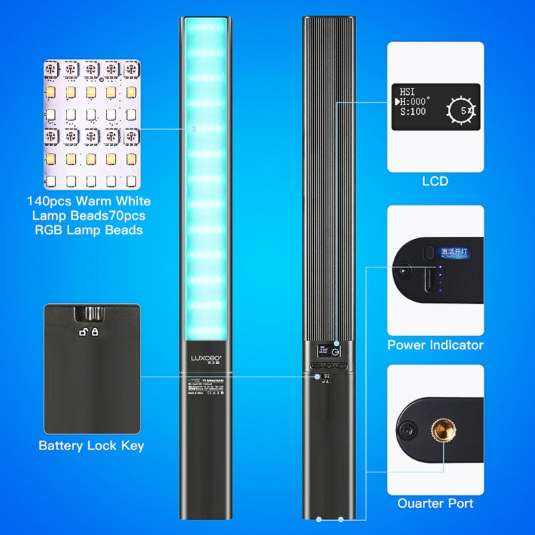 LUXCeO P6 RGB Colorful Photo LED Stick Video Light Handheld APP Control Full Color LED Fill Light (Black) - free shipping - PMC Jewellery - Order now!