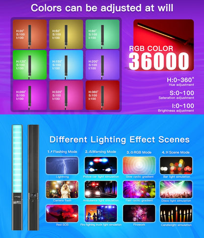 LUXCeO P6 RGB Colorful Photo LED Stick Video Light Handheld APP Control Full Color LED Fill Light (Black) - free shipping - PMC Jewellery - Order now!