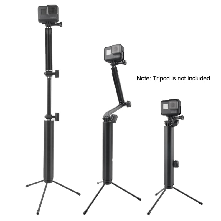 3-Way Monopod + Magic Mount Selfie Stick for GoPro, Insta360, DJI and Other Action Cameras, Length: 24.5-63cm(Black)