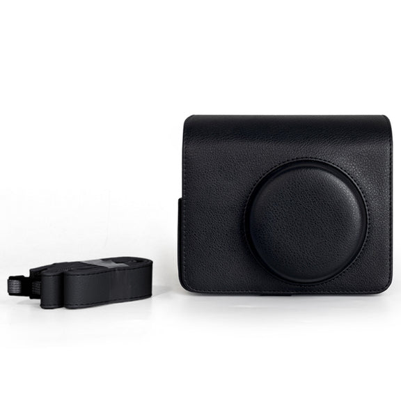 For FUJIFILM Instax WIDE 400 Full Body Leather Case Bag with Strap (Black)