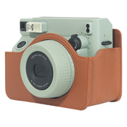 For FUJIFILM Instax WIDE 400 Full Body Leather Case Bag with Strap (Brown)