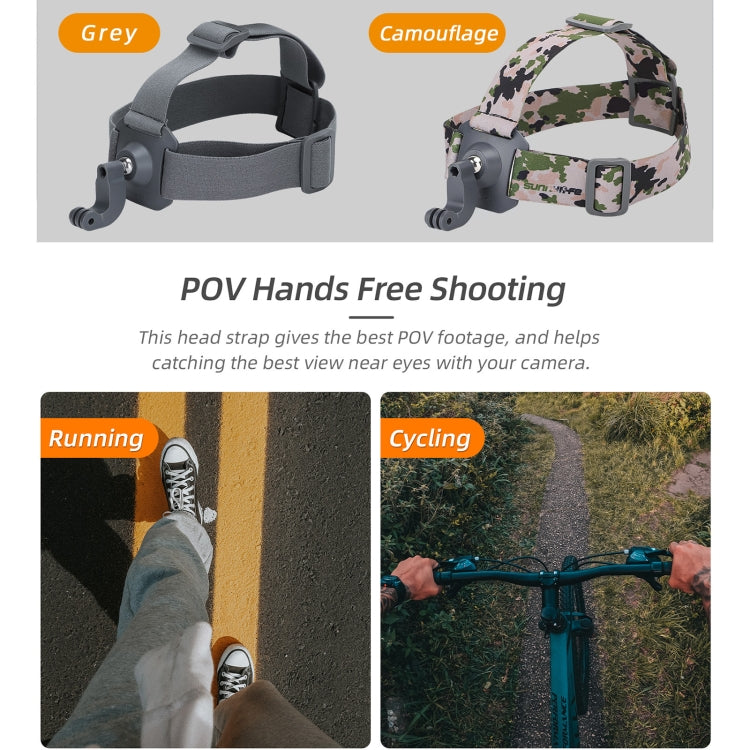 Sunnylife TD672 360 Rotation Adjustable Head Strap Vlog POV Mount Belt for GoPro, Insta360, DJI Osmo Action and Other Action Cameras (Camouflage) - Head Belt by Sunnylife | Online Shopping South Africa | PMC TechLife | Buy Now Pay Later Mobicred