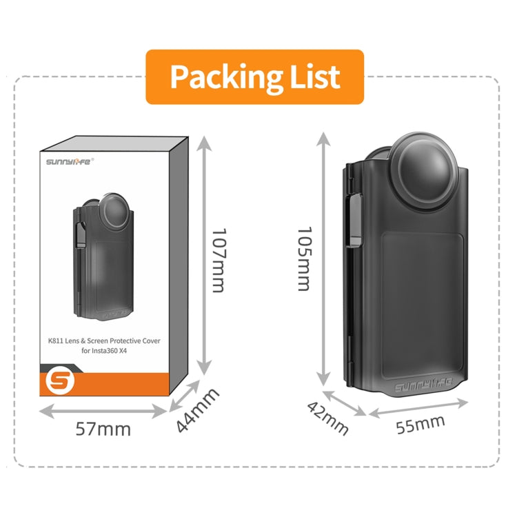 For Insta360 X4 Sunnylife Integrated Lens Screen Protective Cover (Transparent Black) - Case & Bags by Sunnylife | Online Shopping South Africa | PMC TechLife | Buy Now Pay Later Mobicred