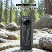 For Insta360 X5 Cold Shoe Carbon Fiber Texture ABS Plastic Protective Frame (Black)