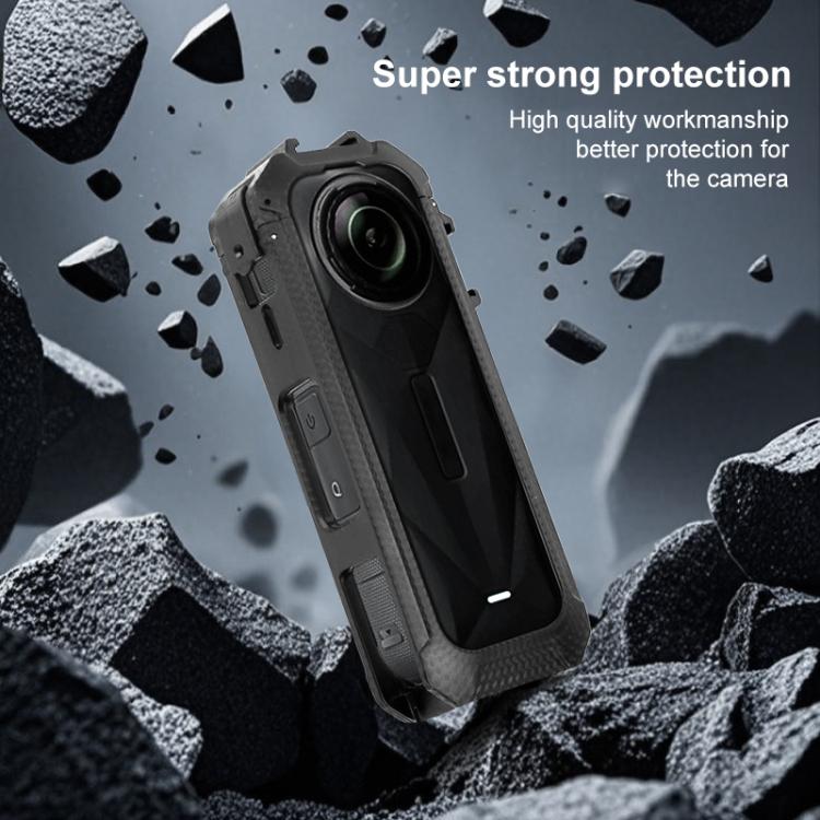 For Insta360 X5 Cold Shoe Carbon Fiber Texture ABS Plastic Protective Frame (Black)