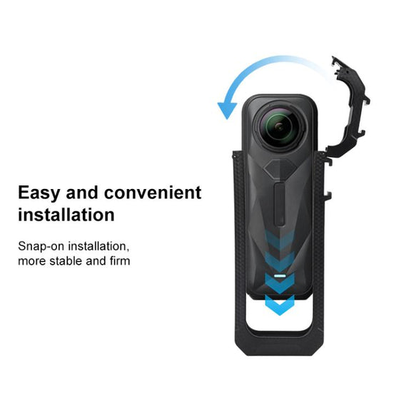 For Insta360 X5 Cold Shoe Carbon Fiber Texture ABS Plastic Protective Frame (Black)