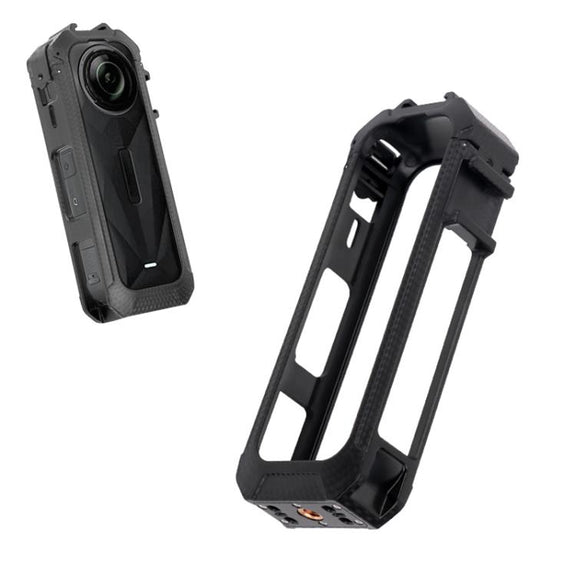 For Insta360 X5 Cold Shoe Carbon Fiber Texture ABS Plastic Protective Frame (Black)