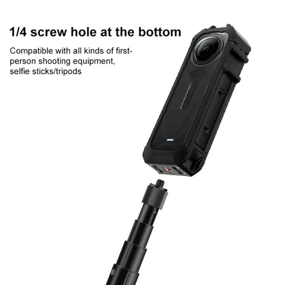 For Insta360 X5 Cold Shoe Carbon Fiber Texture ABS Plastic Protective Frame (Black)