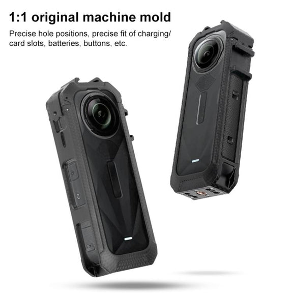 For Insta360 X5 Cold Shoe Carbon Fiber Texture ABS Plastic Protective Frame (Black)