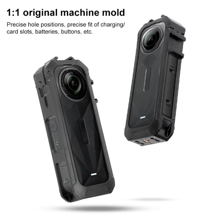 For Insta360 X5 Cold Shoe Carbon Fiber Texture ABS Plastic Protective Frame (Black)