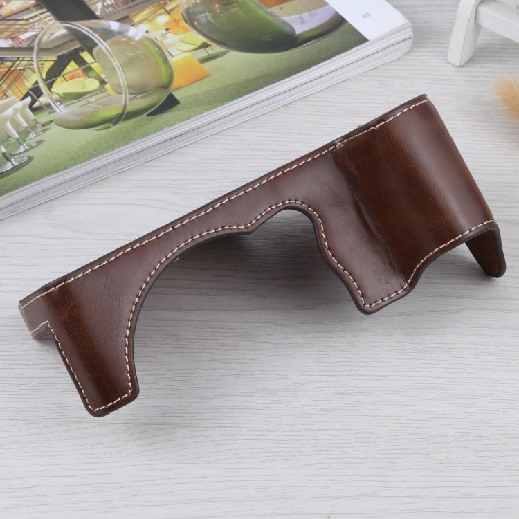 1/4 inch Thread PU Leather Camera Half Case Base for FUJIFILM GFX 50S (Coffee)
