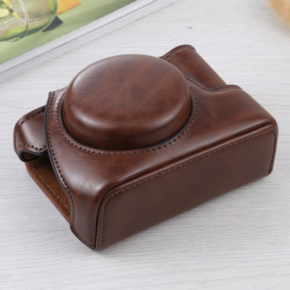 Full Body Camera PU Leather Case Bag for Sony ZV-1(Coffee)