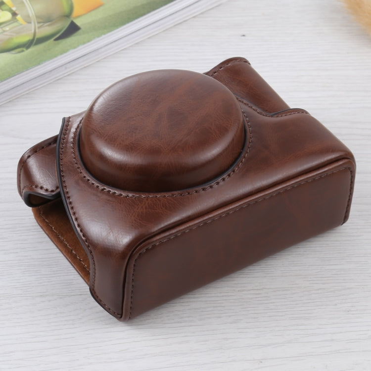 Full Body Camera PU Leather Case Bag for Sony ZV-1(Coffee)