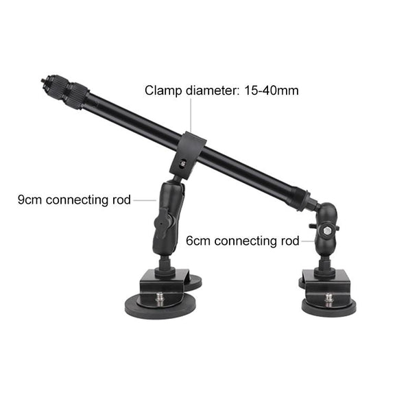 Dual-Leg Magnetic Base Fixed Mount Holder with Selfie Stick Kit for GoPro and Other Action Cameras (Black)