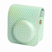 For FUJIFILM instax mini 12 Colorful Woven Leather Case Full Body Camera Bag + Photo Album with Strap (Green)