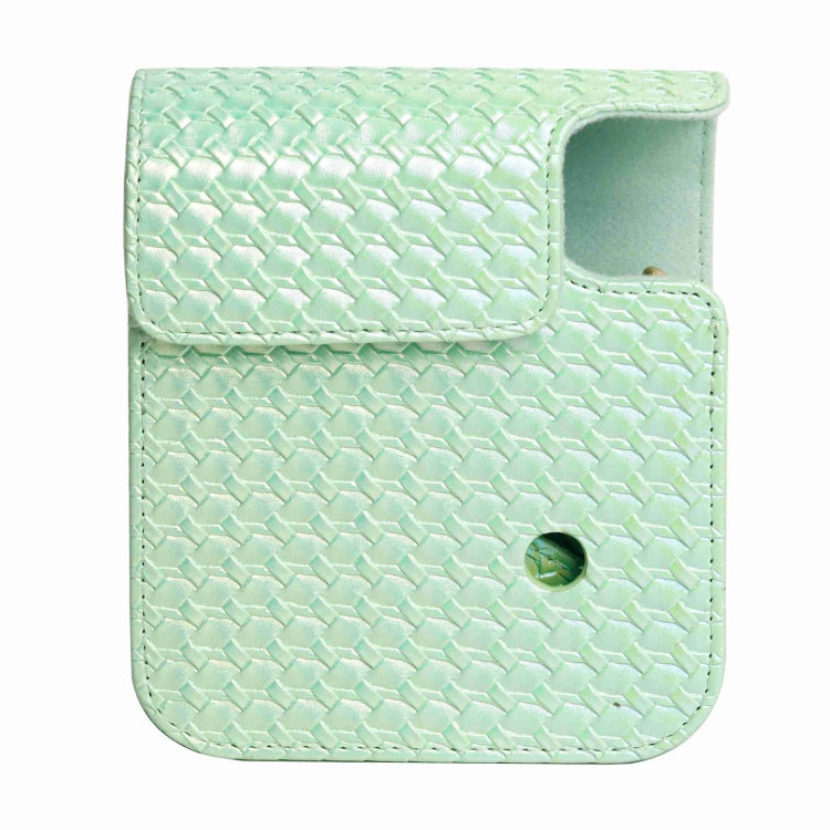 For FUJIFILM instax mini 12 Colorful Woven Leather Case Full Body Camera Bag + Photo Album with Strap (Green)