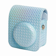 For FUJIFILM instax mini 12 Colorful Woven Leather Case Full Body Camera Bag + Photo Album with Strap (Blue)
