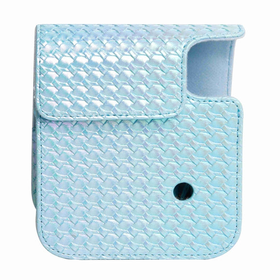 For FUJIFILM instax mini 12 Colorful Woven Leather Case Full Body Camera Bag + Photo Album with Strap (Blue)