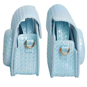 For FUJIFILM instax mini 12 Colorful Woven Leather Case Full Body Camera Bag + Photo Album with Strap (Blue)
