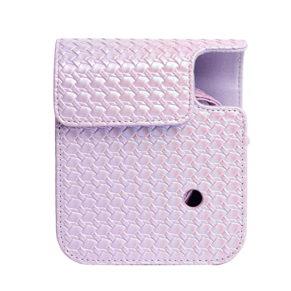 For FUJIFILM instax mini 12 Colorful Woven Leather Case Full Body Camera Bag + Photo Album with Strap (Purple)