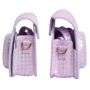 For FUJIFILM instax mini 12 Colorful Woven Leather Case Full Body Camera Bag + Photo Album with Strap (Purple)
