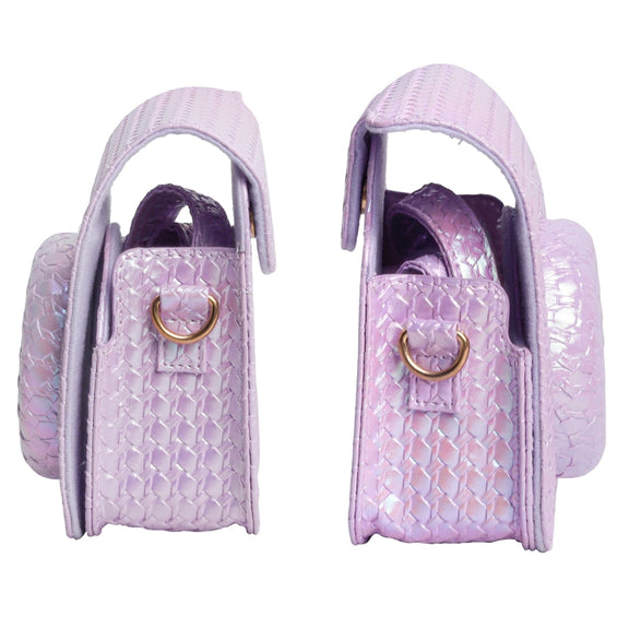 For FUJIFILM instax mini 12 Colorful Woven Leather Case Full Body Camera Bag + Photo Album with Strap (Purple)