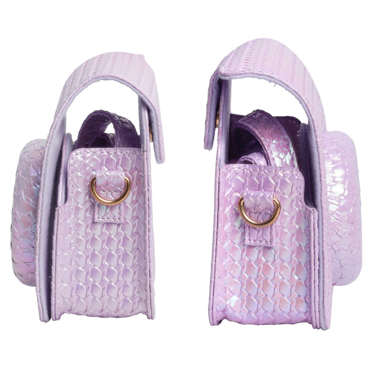 For FUJIFILM instax mini 12 Colorful Woven Leather Case Full Body Camera Bag + Photo Album with Strap (Purple)