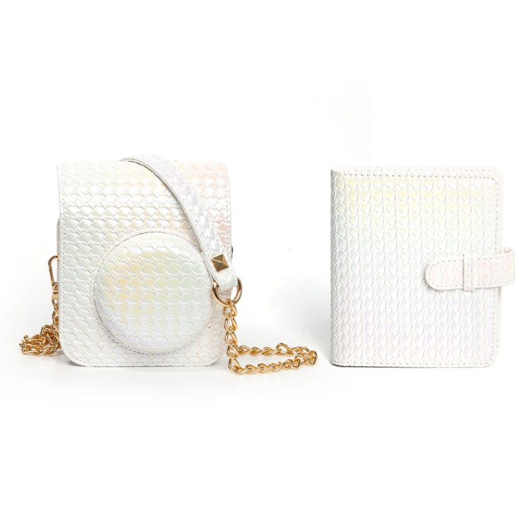 For FUJIFILM instax mini 12 Colorful Woven Leather Case Full Body Camera Bag + Photo Album with Strap (White) - Leather Bag by PMC TechLife | Online Shopping South Africa | PMC TechLife | Buy Now Pay Later Mobicred