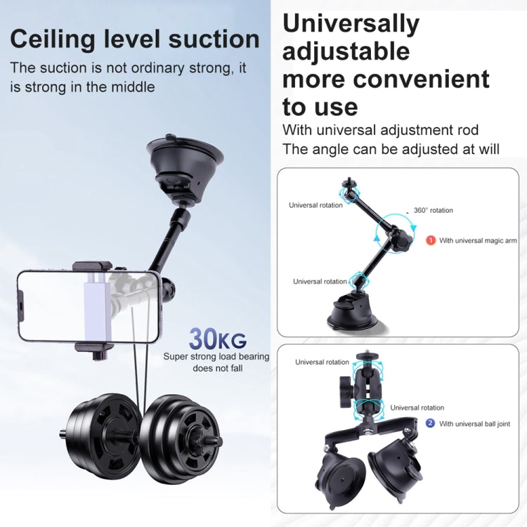 Tri-leg Suction Cup Connecting Rod Arm Phone Clamp Mount (Black) - free shipping - PMC TechLife - Order now!