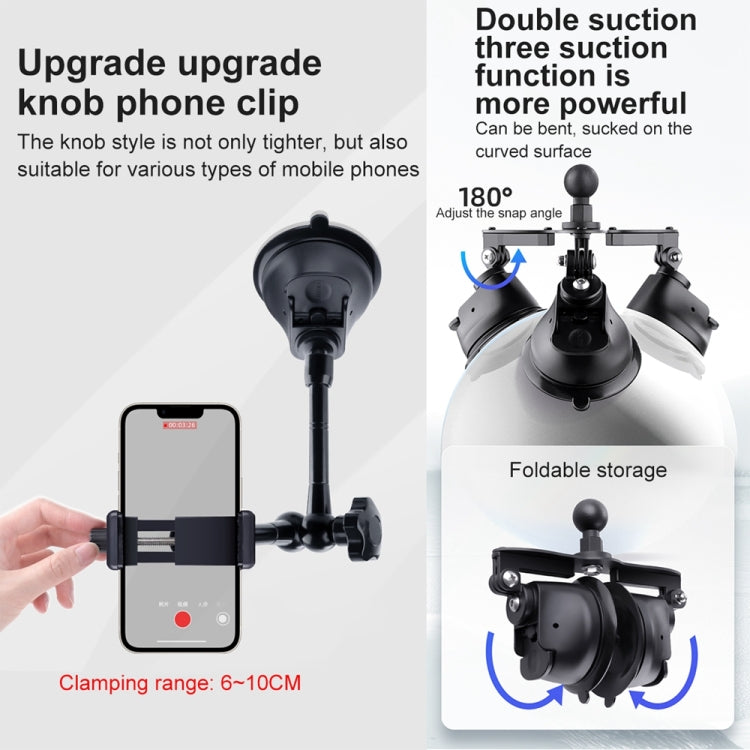 Tri-leg Suction Cup Connecting Rod Arm Phone Clamp Mount (Black) - free shipping - PMC TechLife - Order now!