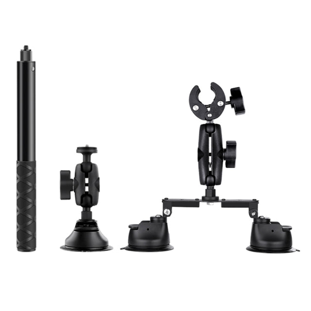 Dual-leg Suction Cup + Single Suction Cup with Selfie Stick Kits (Black)