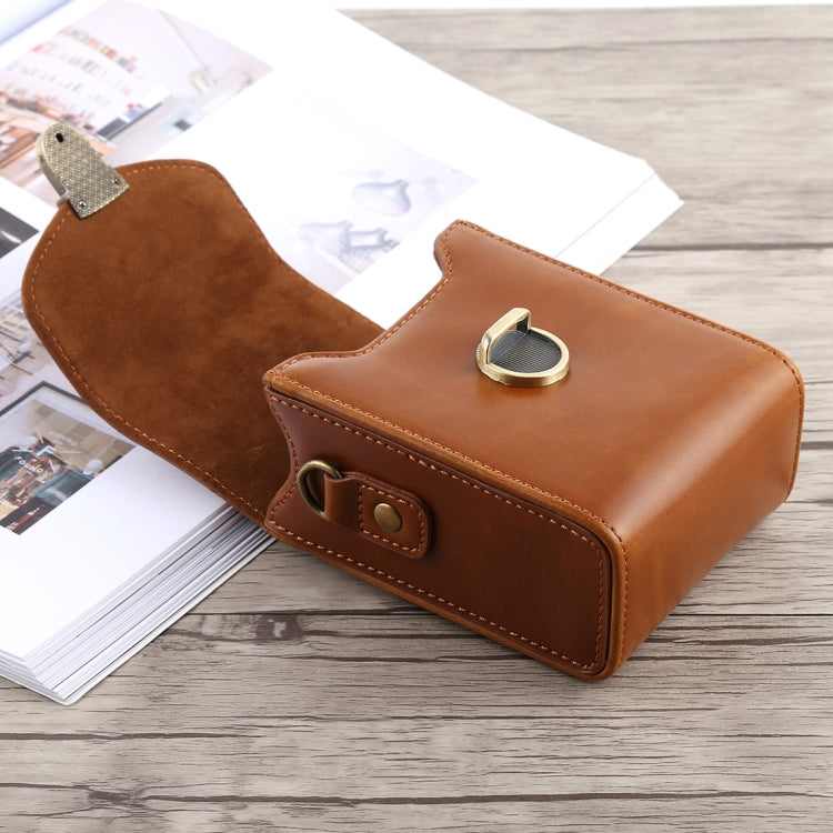 Full Body Camera Buckle Lock PU Leather Case Bag with Hand Strap & Neck Strap for Canon G7X II / G9X Mark II, Sony RX100 / M2(Brown) - free shipping - PMC TechLife - Order now!