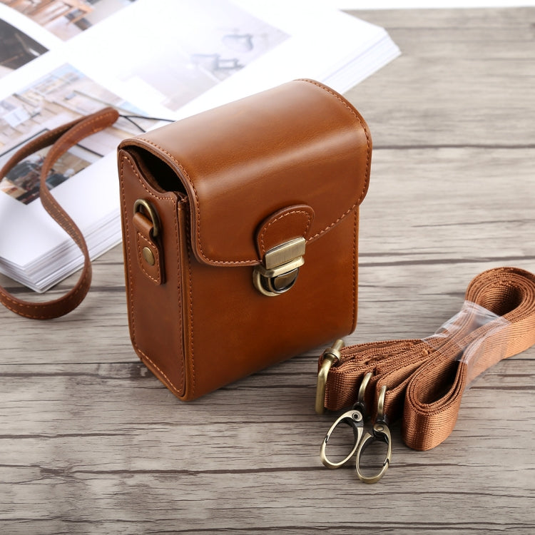 Full Body Camera Buckle Lock PU Leather Case Bag with Hand Strap & Neck Strap for Canon G7X II / G9X Mark II, Sony RX100 / M2(Brown)