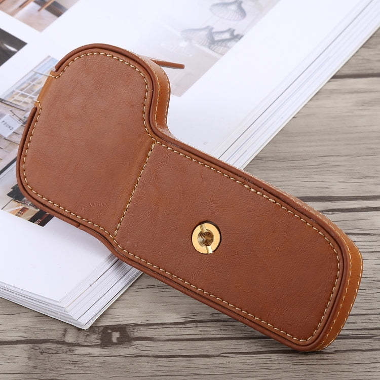 1/4 inch Thread PU Leather Camera Half Case Base for Canon EOS 5D Mark IV / 5D Mark III(Brown)