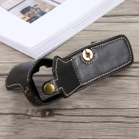 1/4 inch Thread PU Leather Camera Half Case Base for Olympus EM5 / EM5 Mark II (Black)