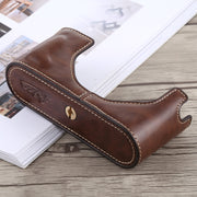 1/4 inch Thread PU Leather Camera Half Case Base for Leica M9 (Coffee)