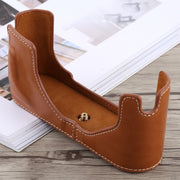 1/4 inch Thread PU Leather Camera Half Case Base for Leica M9 (Brown)