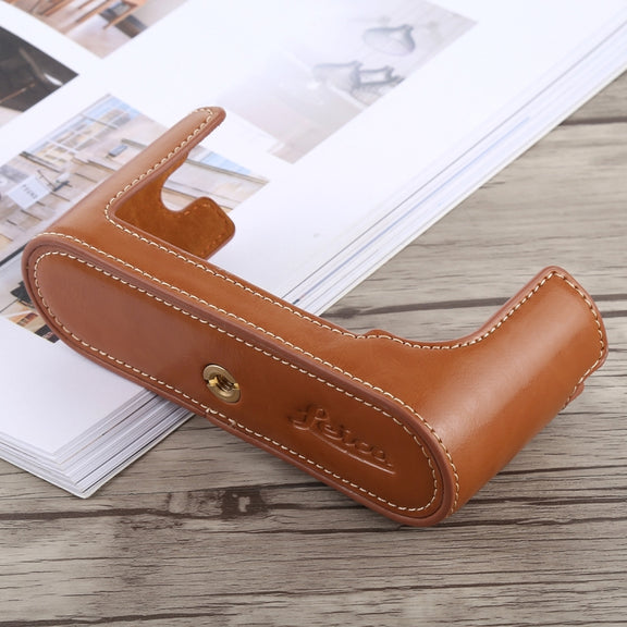 1/4 inch Thread PU Leather Camera Half Case Base for Leica M9 (Brown)