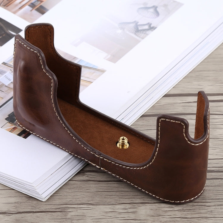 1/4 inch Thread PU Leather Camera Half Case Base for Leica M10 (Coffee) - free shipping - PMC TechLife - Order now!